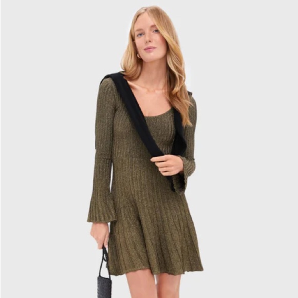 STAUD Metallic Gold Raquel Dress